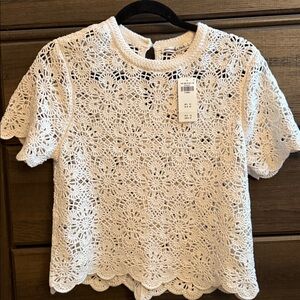 Abercrombie & Fitch Cream Crochet Lace Top